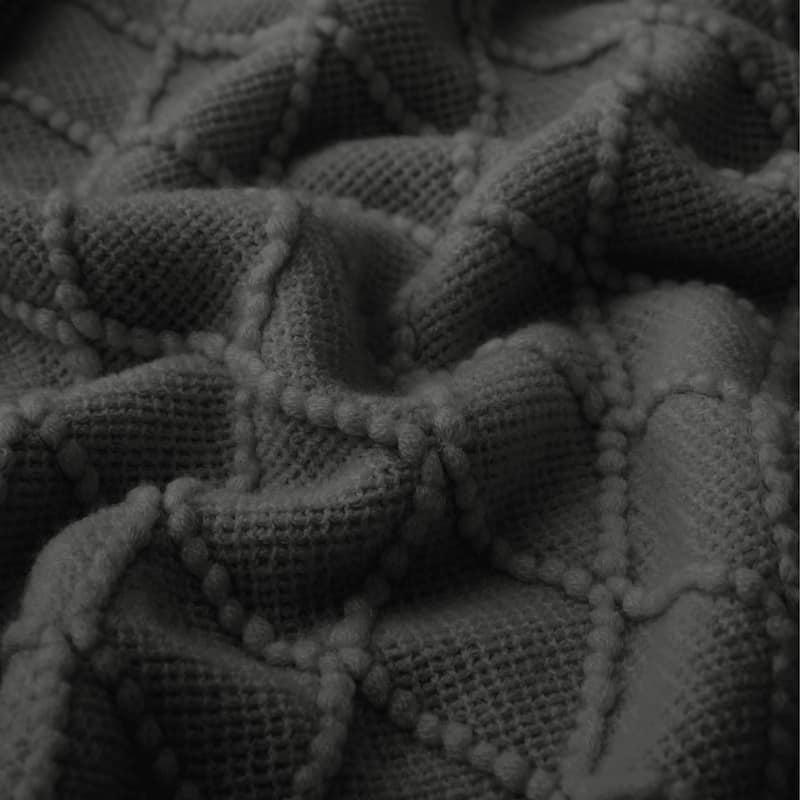Knited Diamond Throw with Fringe Cream