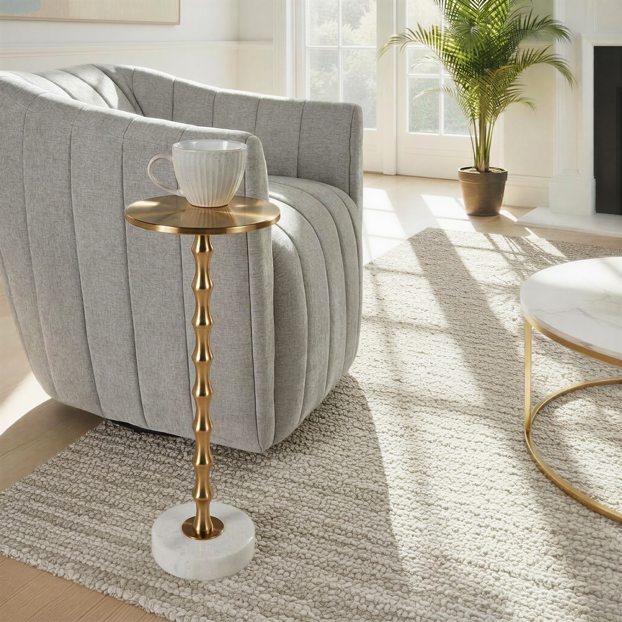Silver Orchid Ailani 23" Side Table with Marble Base