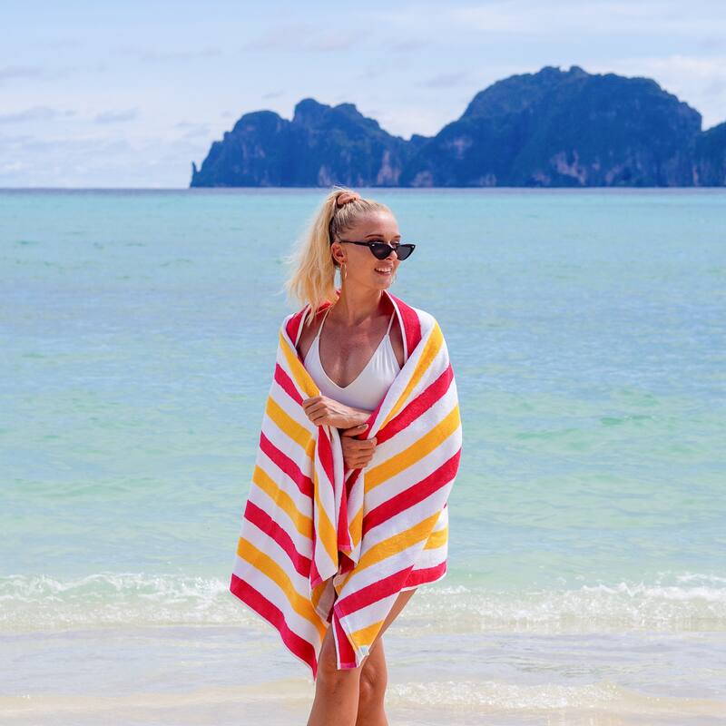 Arkwright Cabo Cabana 4-Piece Oversized Striped Beach Towel Set - 30x70