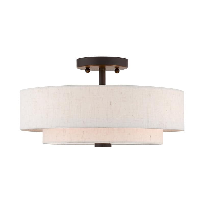 Livex Lighting 3-light Fabric Shade Flush Mount, 51084-92, 51084-91