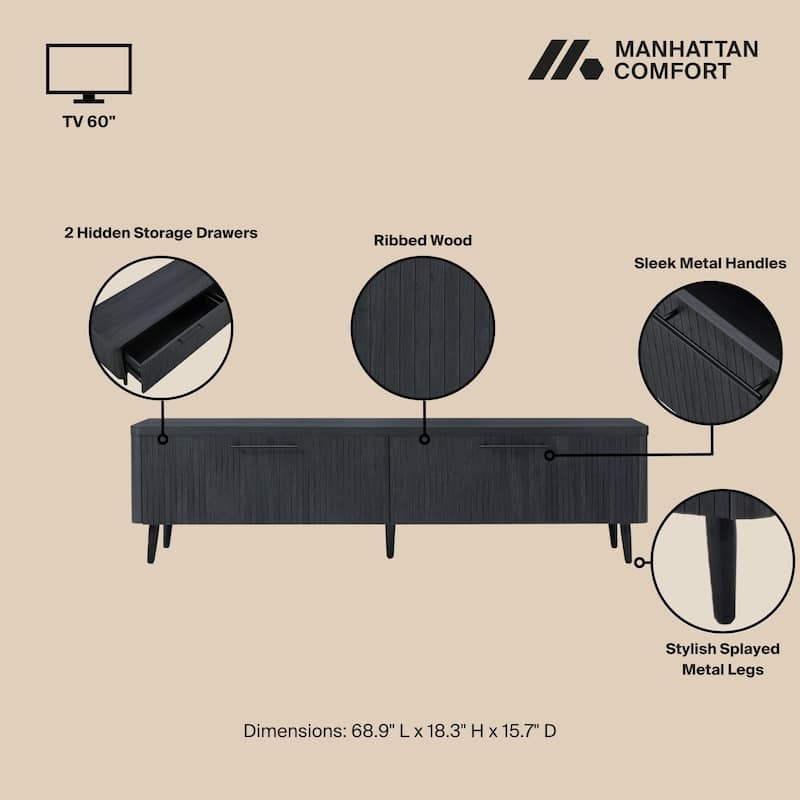 Manhattan Comfort Mid Century Modern Jodie 68.9 Inch TV Stand