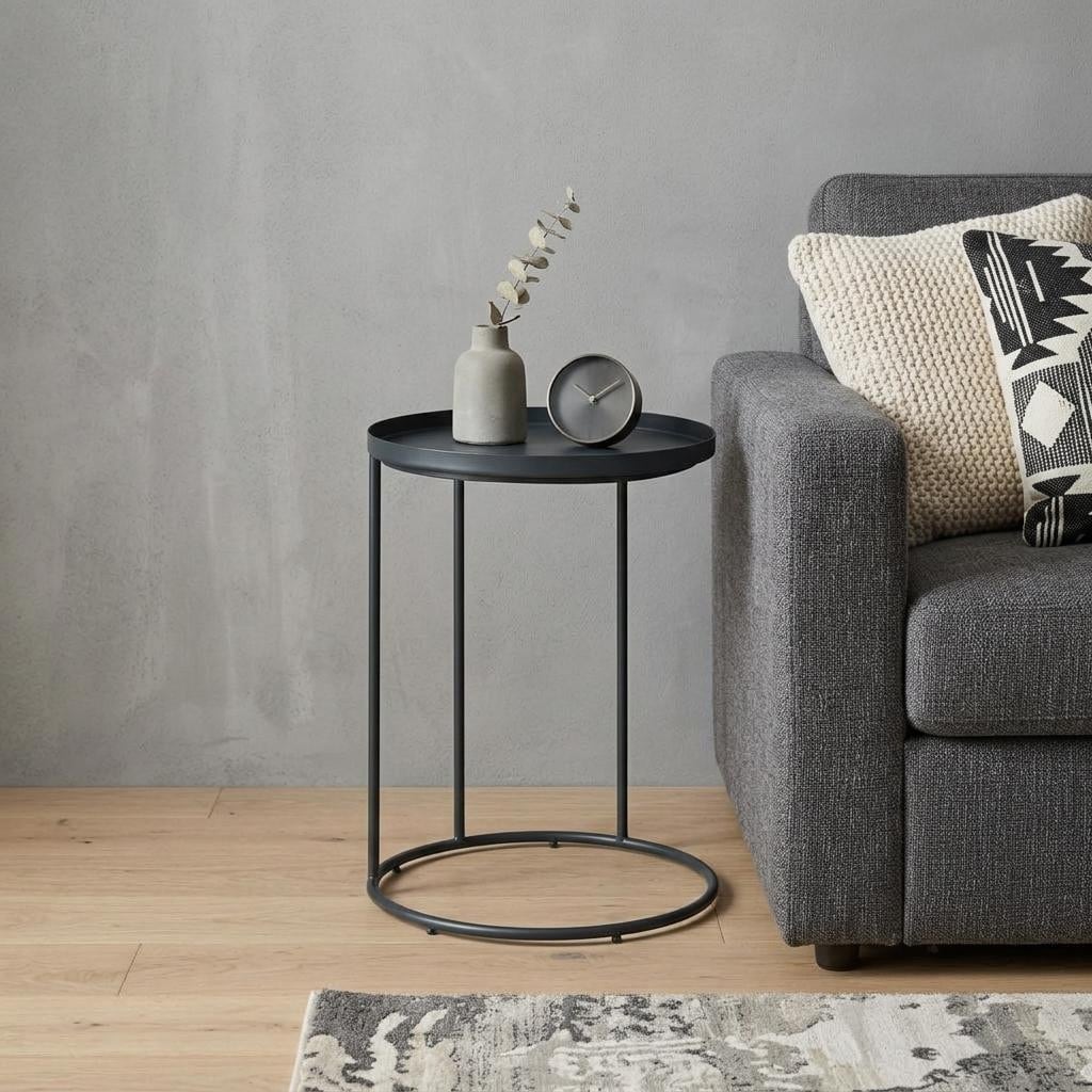 HomeRoots 23" Matte Black Iron Round End Table - 18.00 in. x 23.00 in. x 18.00 in.