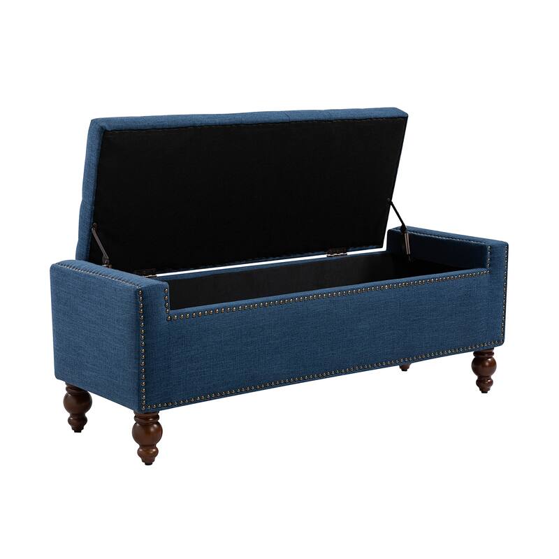 Felix Classic Button-Tufted Storage Bench With Nailhead Trims By HULALA HOME
