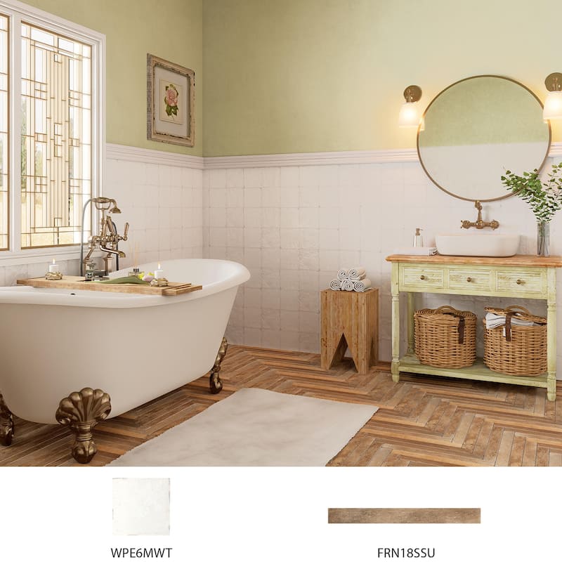 Merola Tile Mayolica White 5-7/8" x 5-7/8" Ceramic Wall Tile