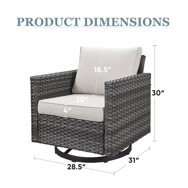 2 Pieces Outdoor Swivel Chairs with Thick Cushions