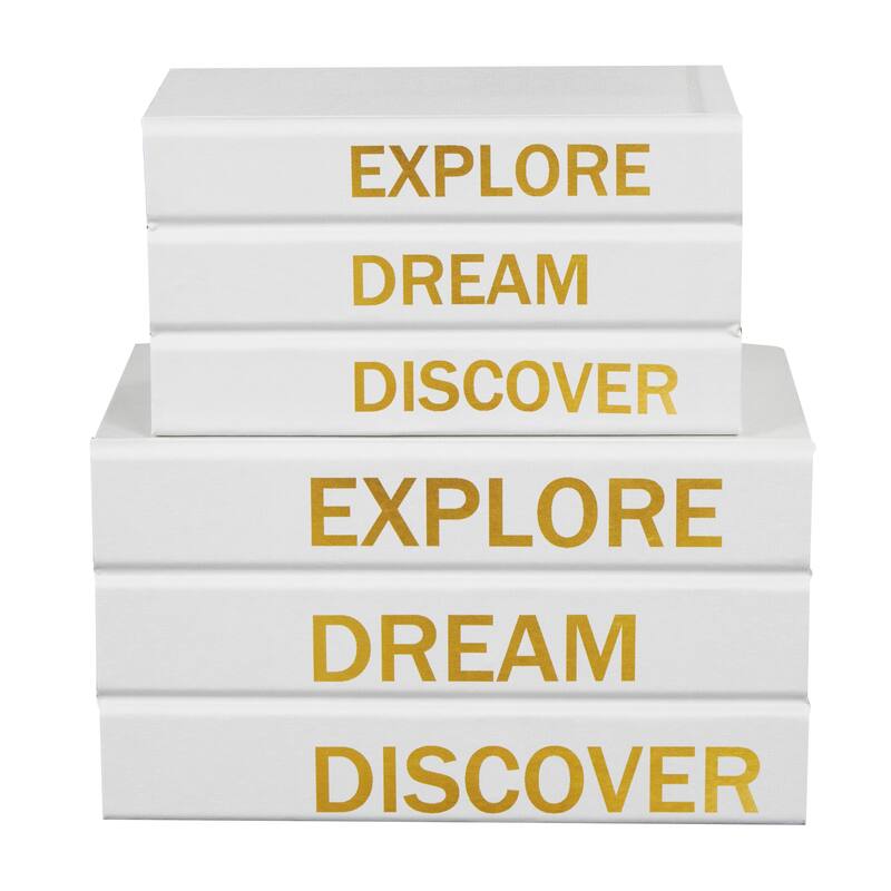 Black or White Canvas Box with White or Gold Explore, Dream, Discover Text (Set of 2)