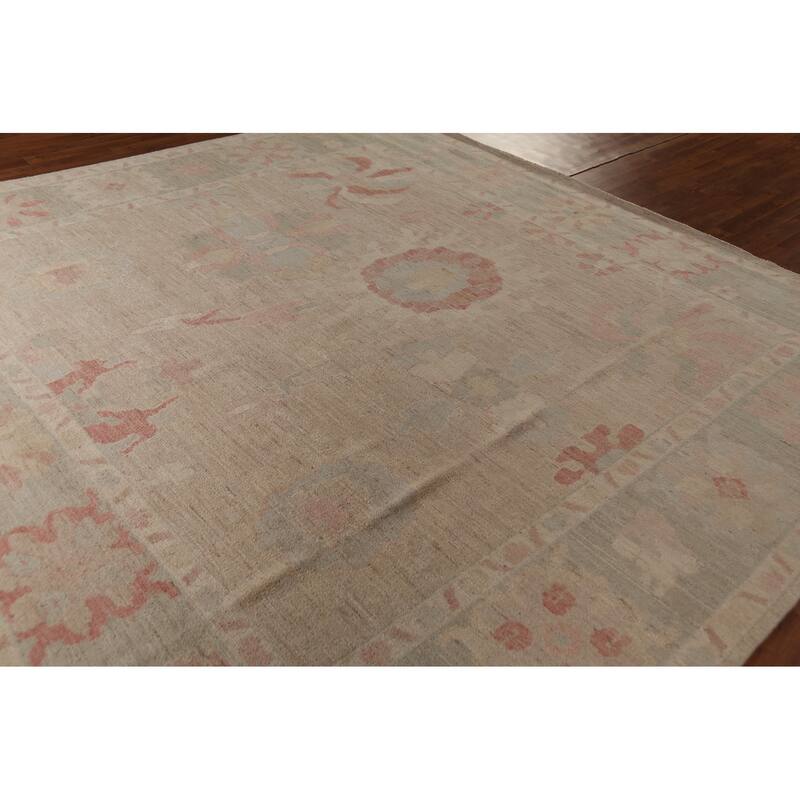 Vegetable Dye Oushak Turkish Square Area Rug Handmade Wool Carpet - 10'1"x 9'8"