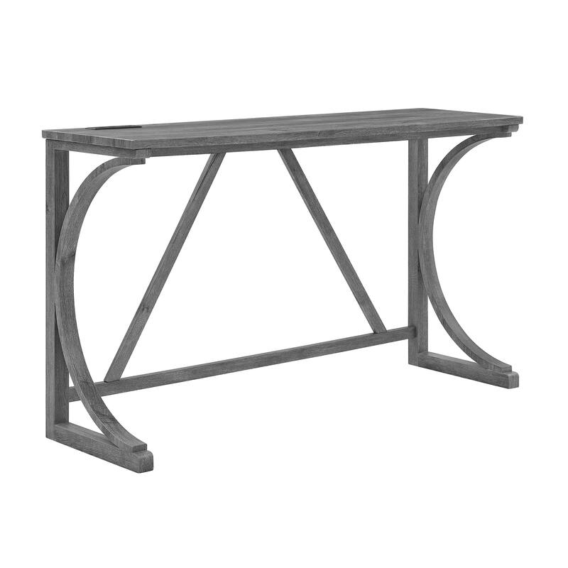 59" Bar Table Set with Power Outlet, Industrial Breakfast Table with 3 Stools, 4 Piece Counter Height Bar Table and Chair Set