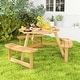 preview thumbnail 4 of 8, Gymax Kids Outdoor Wooden Picnic Table & Bench Set w/Umbrella Hole &