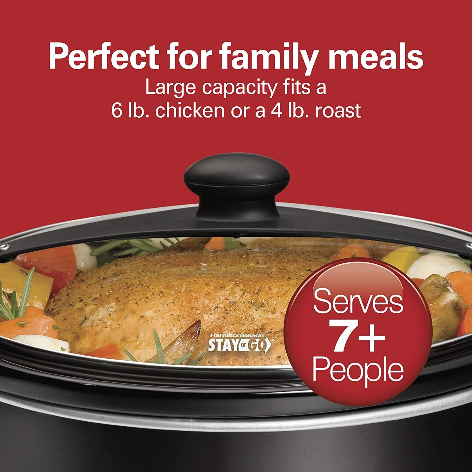 Slow Cooker, Extra Large 10 Quart, Stay or Go Portable With Lid