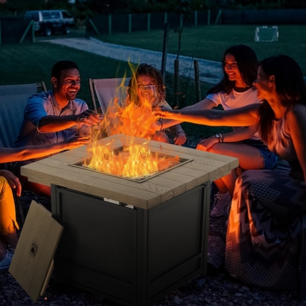 40 000 BTU Outdoor 29 inch Square Stainless Steel Gas Fire Pit