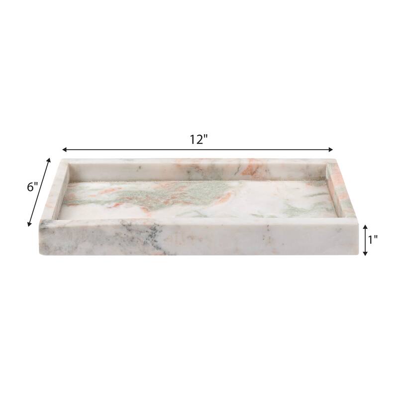 Luxe Stone Classic Minimalist Rectangular Marble Bathroom Countertop Tray