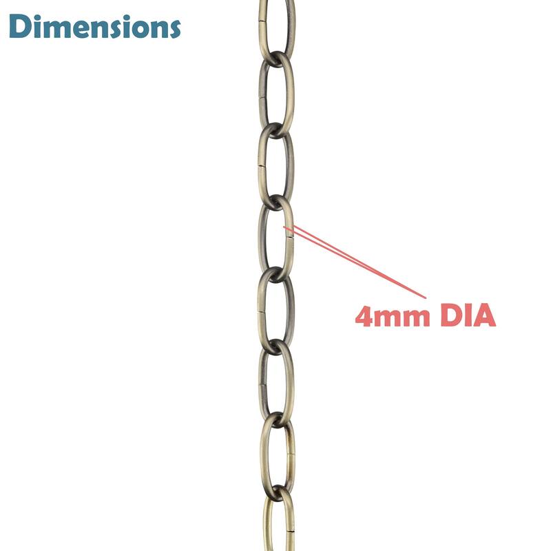Aspen Creative 21114-51,Steel 3Ft. Chain,For Max.60lbs-Lighting Fixture/Swag Light/Plant in Antique Brass,8 Gauge.
