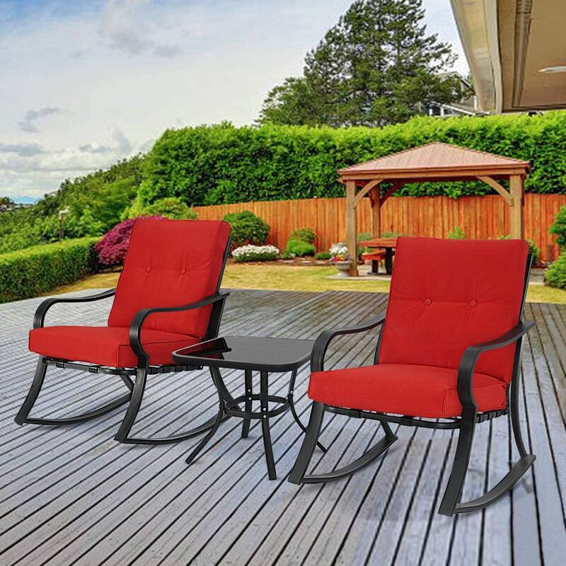 Solaura Metal Outdoor 3-piece Rocking Bistro Set