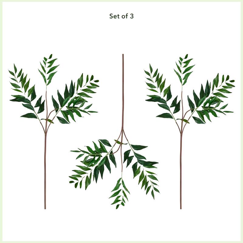 Palmate Fern Artificial Stem Sprays - 38" - Green - Set of 3