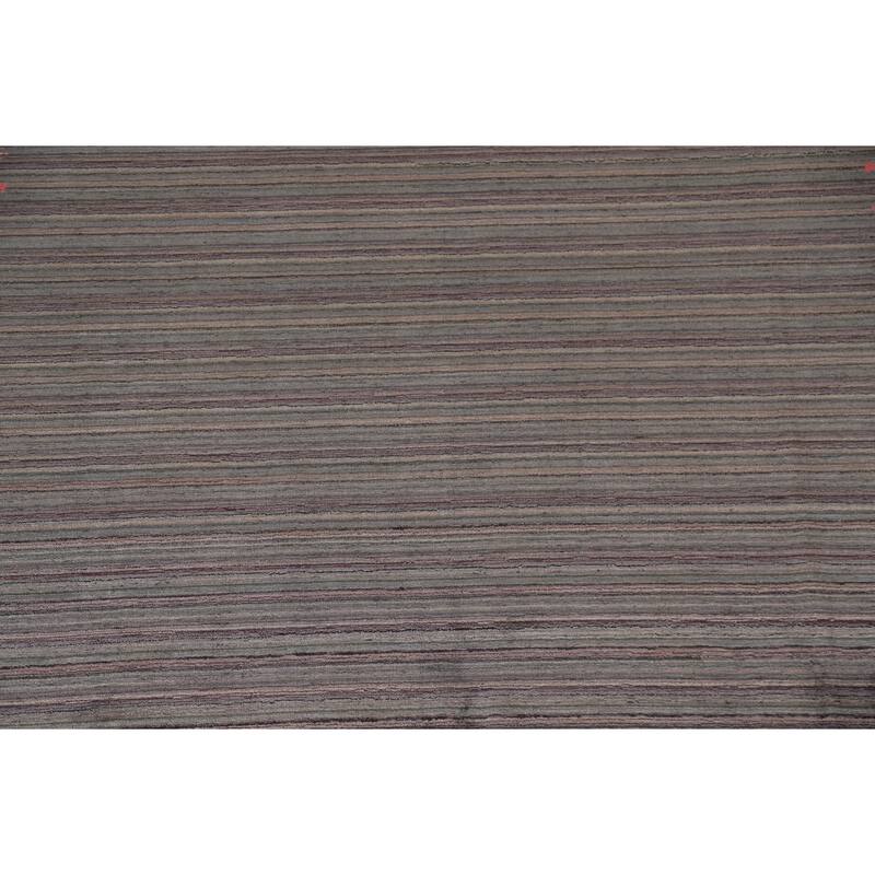 Striped Gabbeh Area Rug Hand-Knotted Indian Wool Carpet - 8'9"x 11'8"