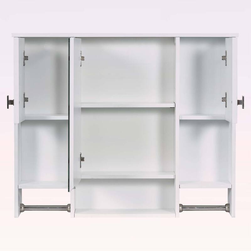 35'' x 28'' Modern Wall Mounted Bathroom Storage Cabinet with Mirror and Towel Bar,Perfect for Organized and Stylish Bathrooms