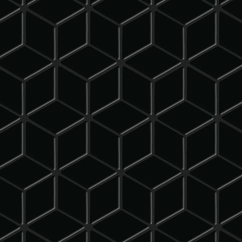 Merola Tile Hudson Rhombus Glossy Black 10-1/4" x 11-3/4" Porcelain Mosaic Floor and Wall Tile