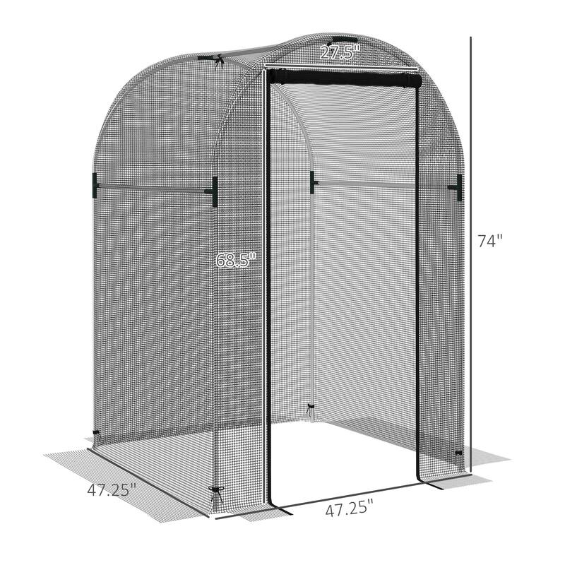 GDFStudio - Outdoor Galvanized Steel Plant Cage with Zippered Walk-In Door, Mesh Crop Protection Tent for Garden and Yard