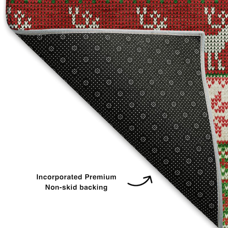 Premium Washable Super Soft Chritmas Stripes Mayfield Rug