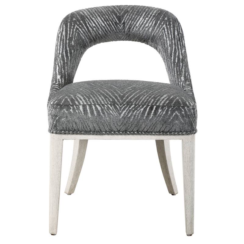 Uttermost 23585-2 Amalia 21" Wide Solid Wood Framed Chenille Chair - Charcoal / Light Gray