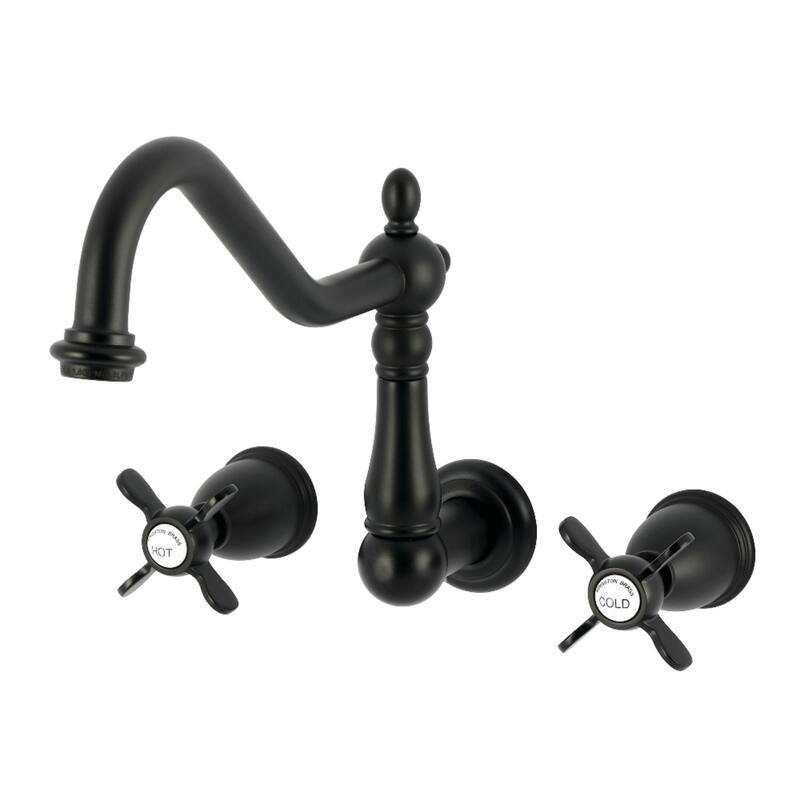 Kingston Brass Essex Double-Handle Wall-Mount Pre-Rinse Bridge Kitchen Faucet - Matte Black