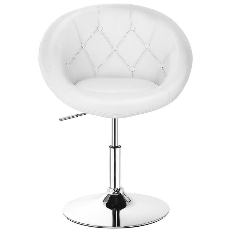 Gymax Set of 2 Swivel Bar Stools Height Adjustable Round Tufted Back - See Details
