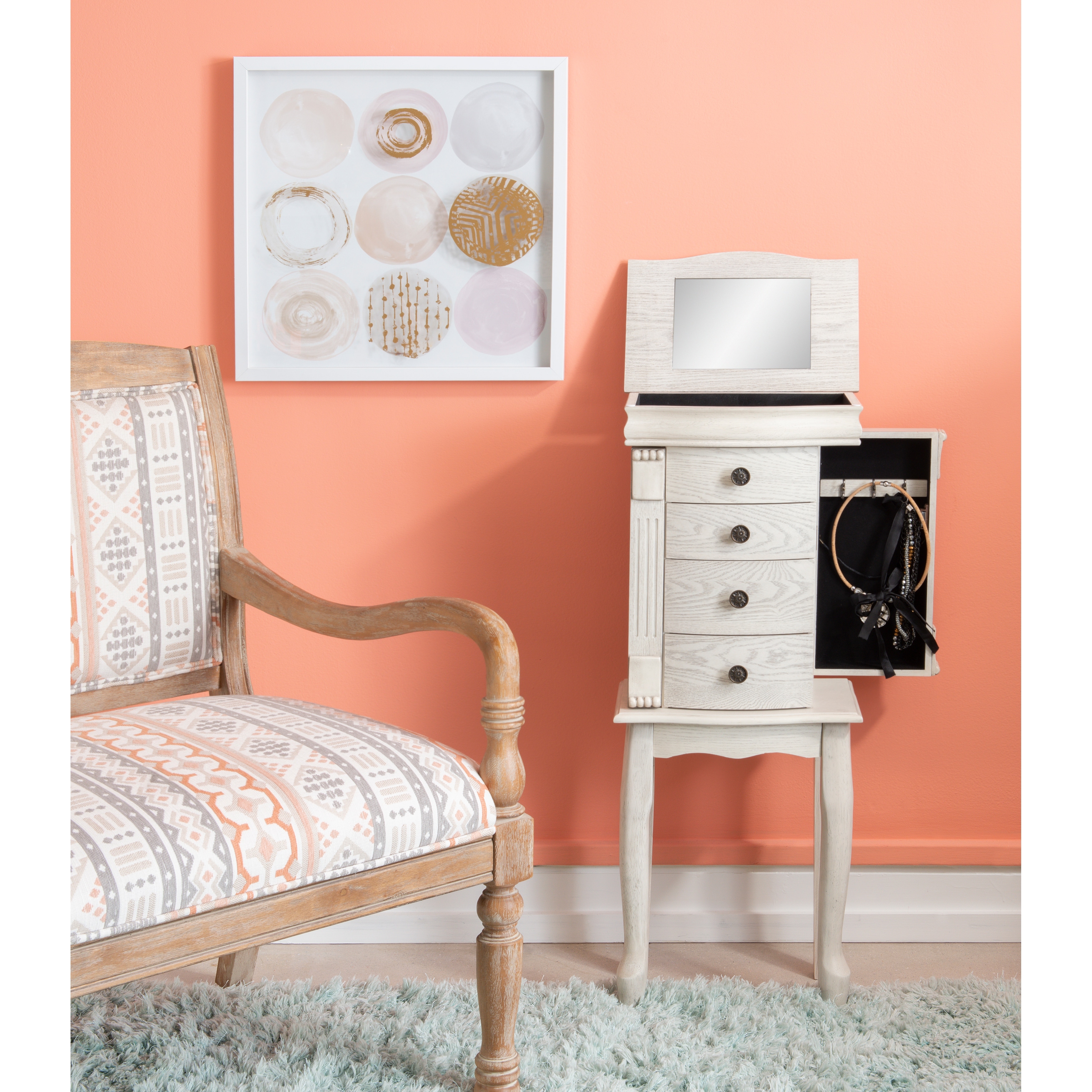 Linon Katella Off White Jewelry Armoire