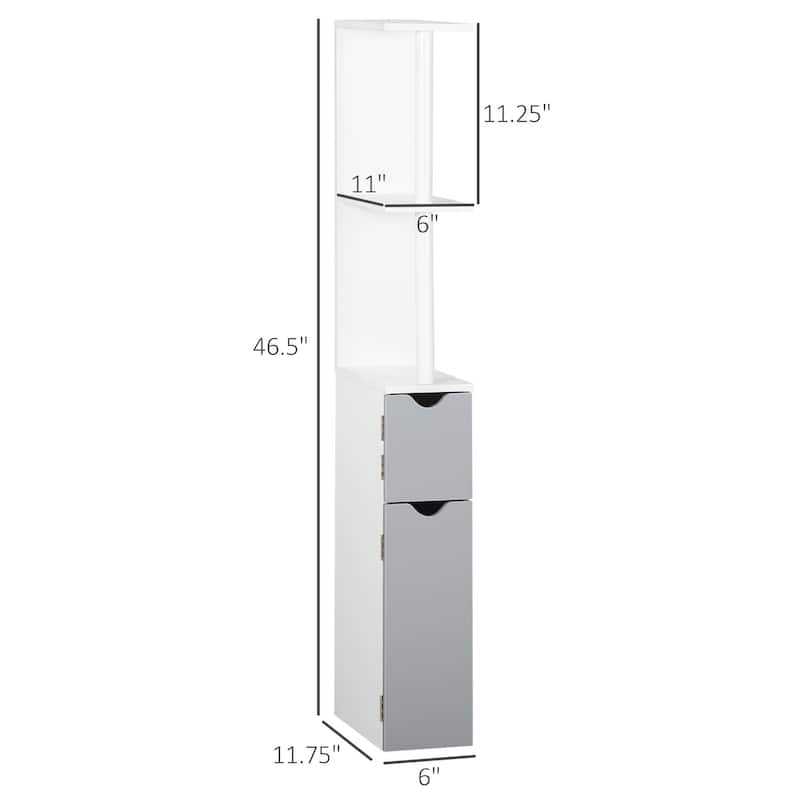 kleankin Tall Bathroom Storage Cabinet with 2 Open Shelves and 2 Door Cabinets, Freestanding Linen Tower
