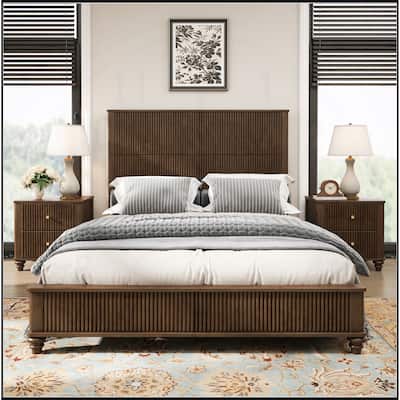 Solid Wood Bed Frame with Headboard
