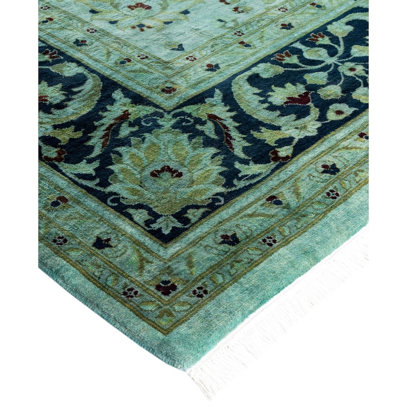 Overdyed One-of-a-Kind Hand-Knotted Area Rug - Green - 9' 2" x 12' 1"