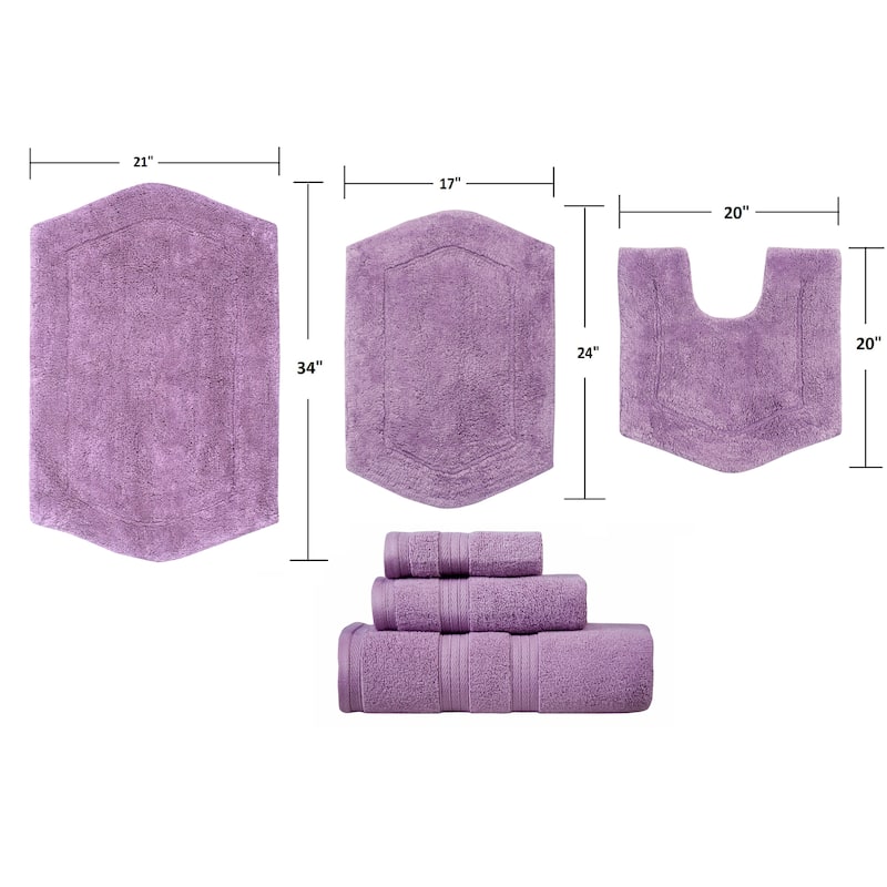 Home Weavers Waterford Collection Genuine Absorbent Cotton, Luxury 6 Piece set of Soft Rugss and Towels , Machine Washable