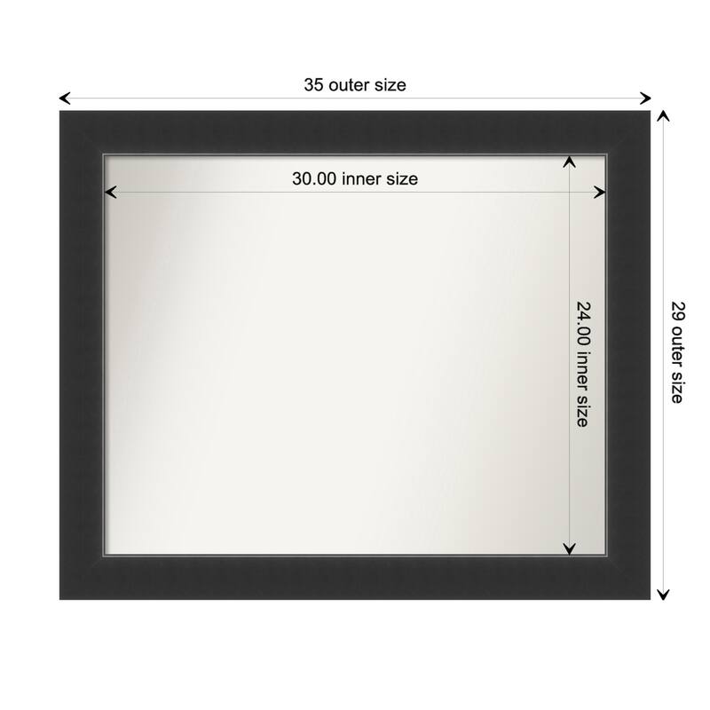Corvino Black Framed Non-Beveled Custom Wall Mirror, Bathroom Vanity Mirror - Outer Size: 35 x 29
