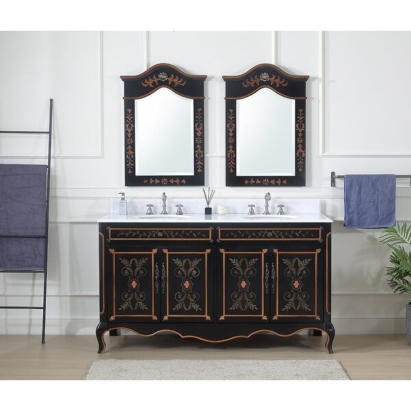 42 inch Black Hand-Painted Bathroom Vanity - Bed Bath