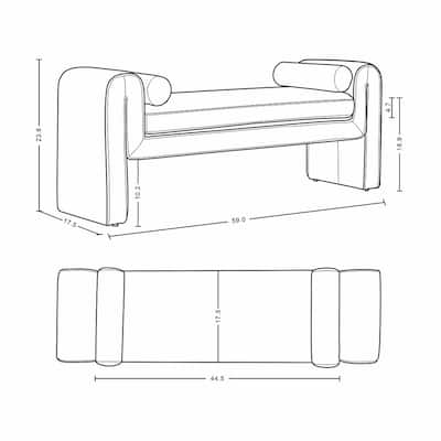 Manhattan Comfort Modern Concord Chenille 59 Inch Bench