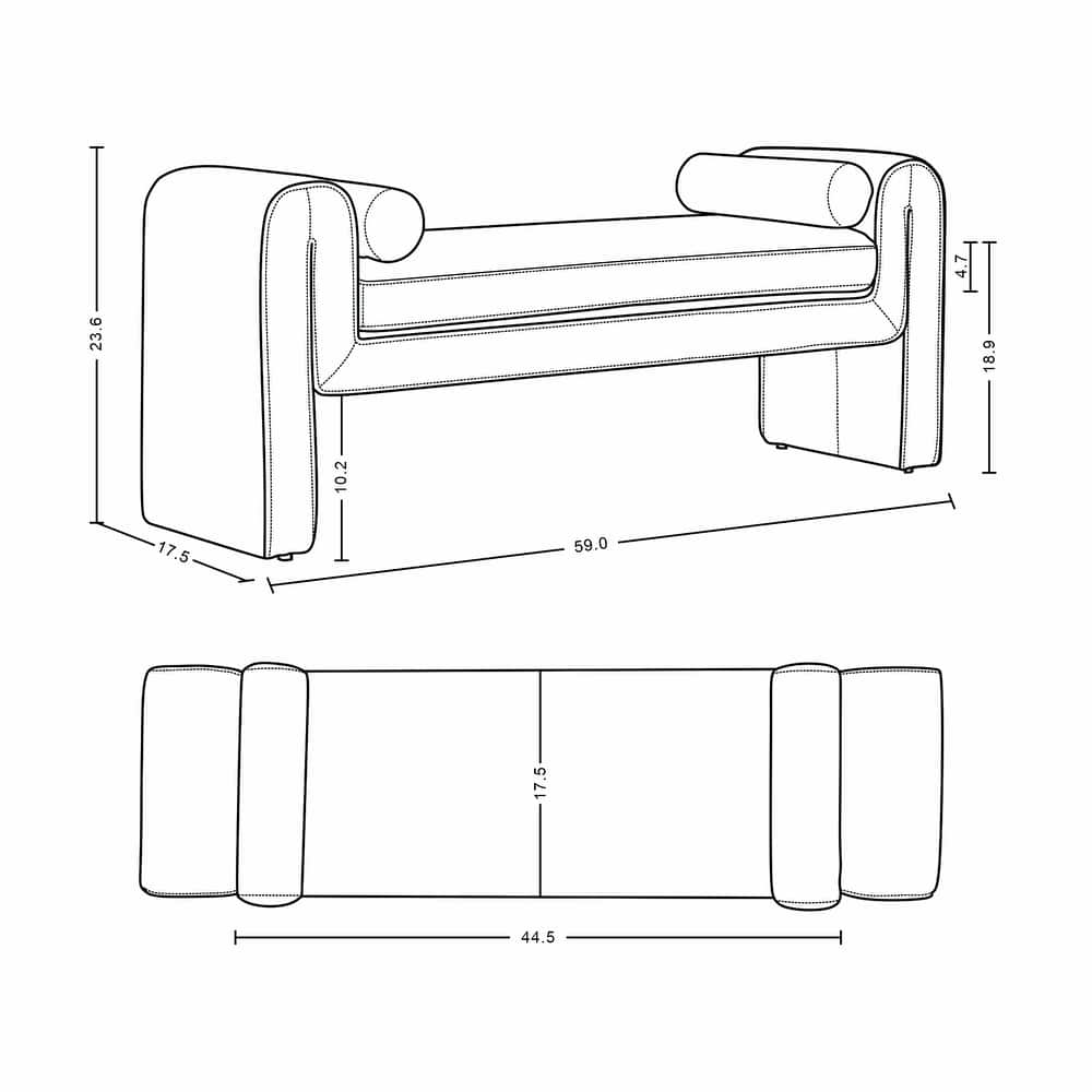 Manhattan Comfort Modern Concord Chenille 59 Inch Bench