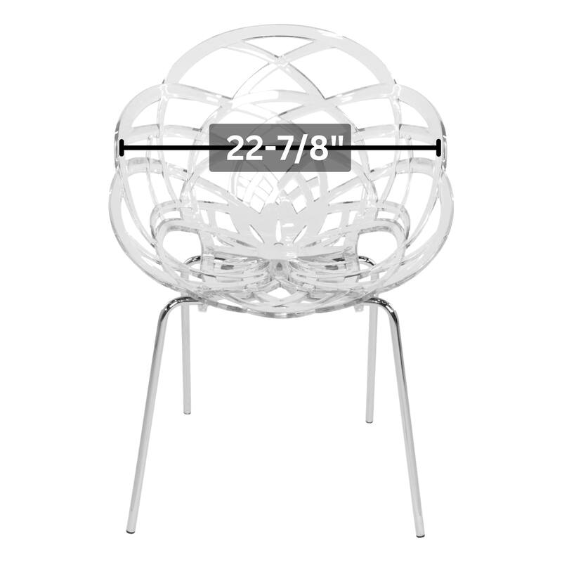 Furnish Theory Fleur-ML Stackable Dining Armchairs Arm Chairs Anti-UV Polycarbonate Shell & Chrome-Plated Steel Legs (Set of 2)