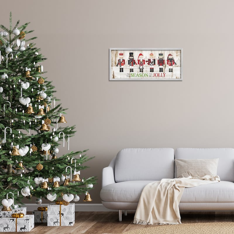 Stupell To Be Jolly Festive Phrase Winter Christmas Nutcrackers Framed Wall Art - Red