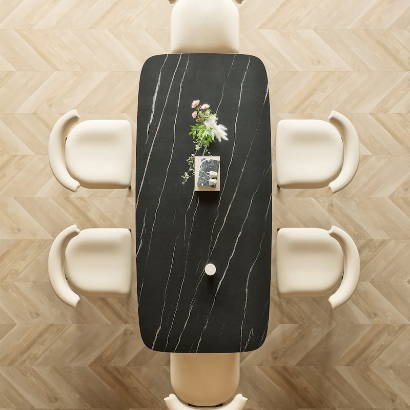 Carbon Steel Dining Table with Stone Surface