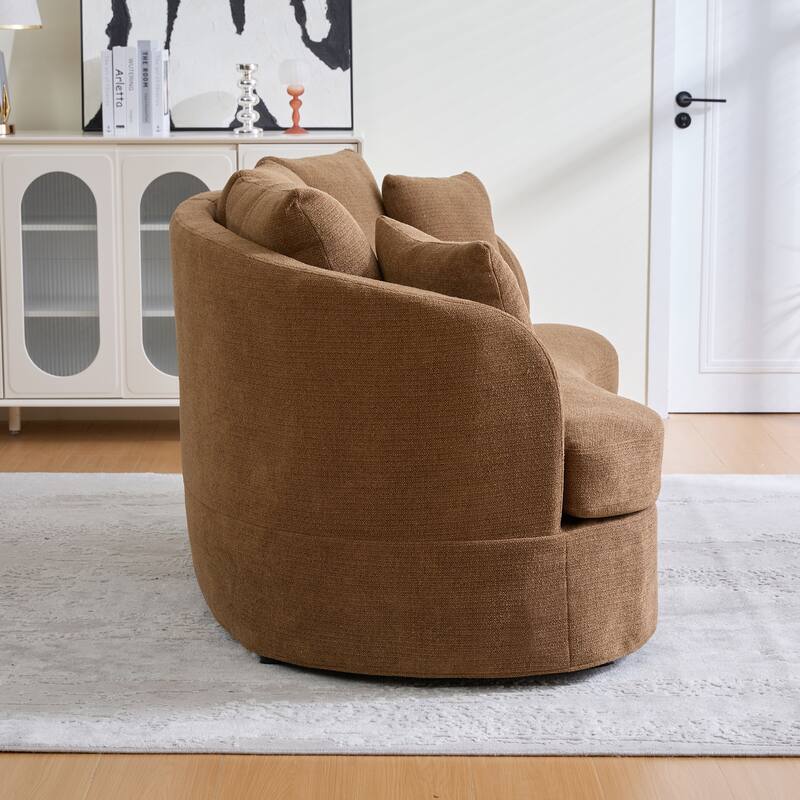 Plush Chenille Curved Lovesofa, Oversized Deep Seat Lounge Sofa, Upholstered Sofa with 4 Removable Cushions for Living Room