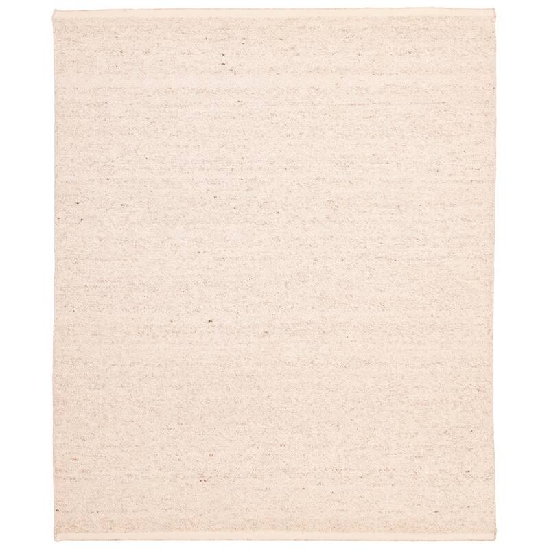 ECARPETGALLERY Hand Woven Looma Ivory Wool Rug - 8'1 x 10'3