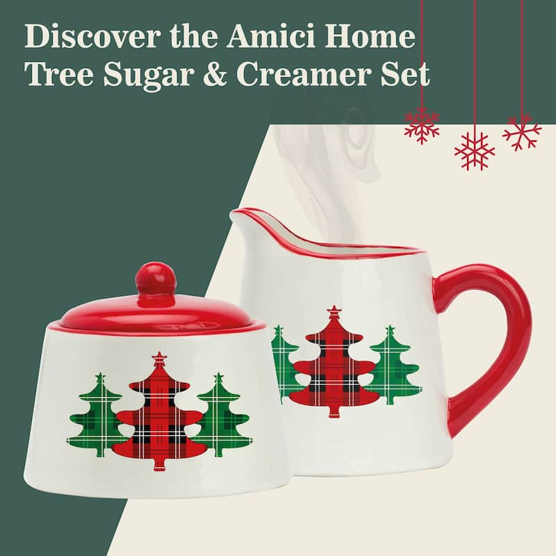 Amici Home Christmas Tree Sugar and Creamer Set - 8 oz