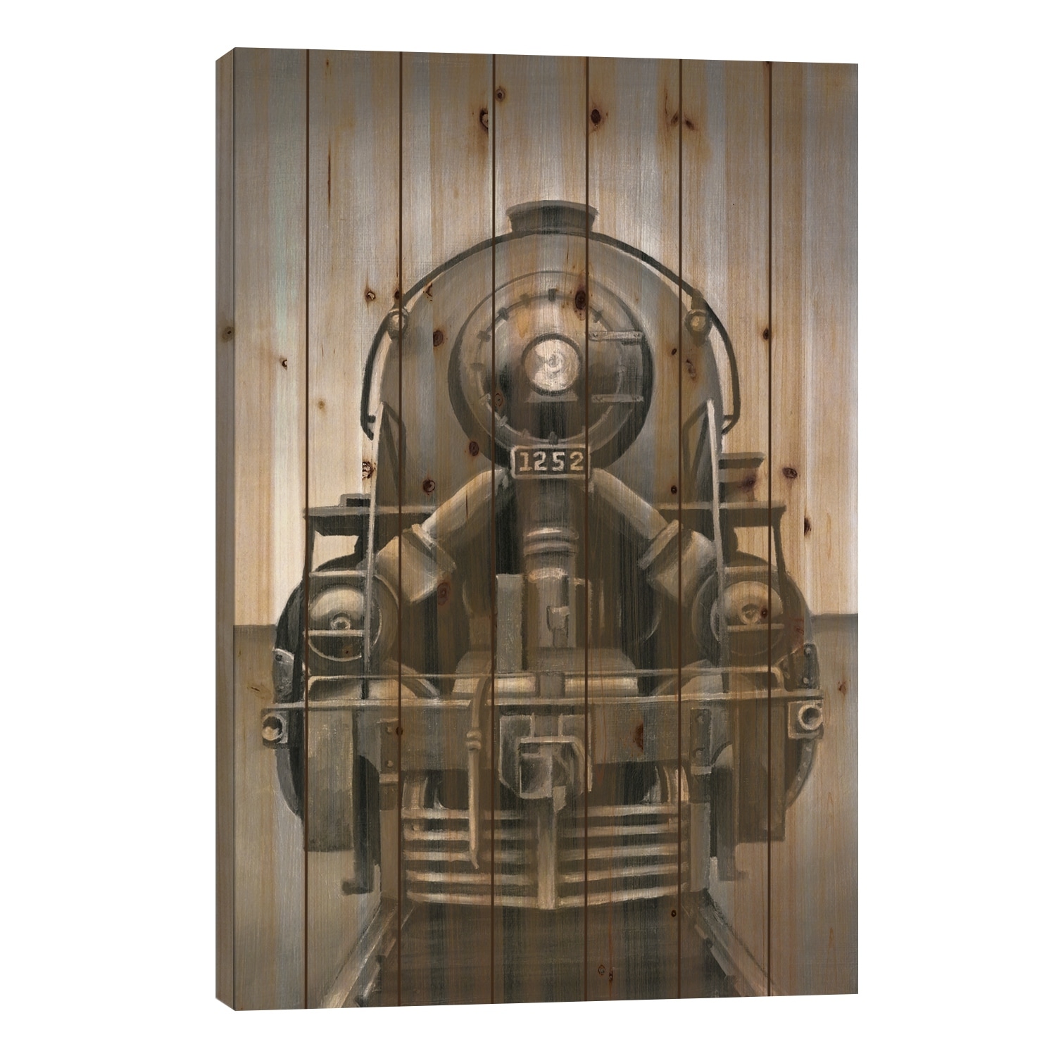 Vintage Train Print On Wood by Ethan Harper - Multi-Color