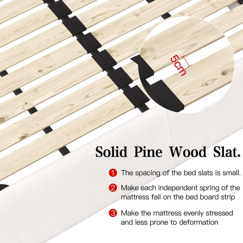 Upholstered King Bed Frame with Special Shaped Velvet Headboard, Modern Low Profile Platform Bed Frame, No Box Spring Needed