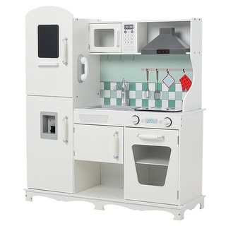 Kids Kitchen Playset with Cooking Stove Oven Sink Microwave Blackboard