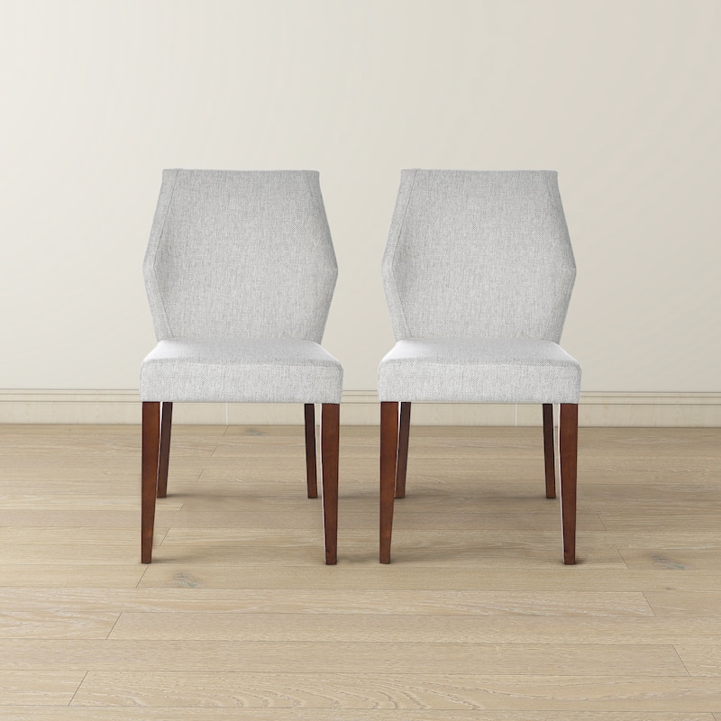 GDFStudio - Luca Modern Upholstered Fabric Dining Chair with Solid Wood Frame & Padded Back, Set of 2 - 25" - Light Gray