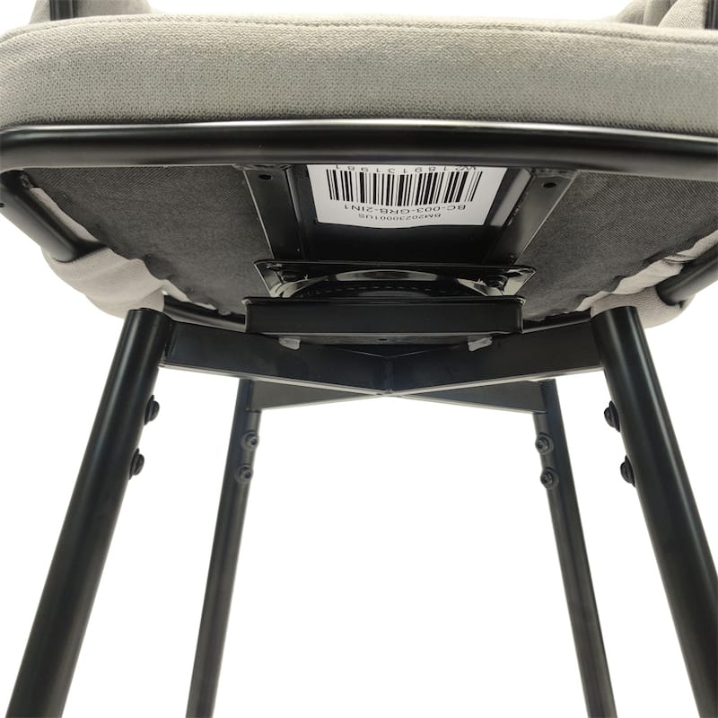 360 Swivel Linen Woven Bar Stool with Back Footrest (Set of 2)