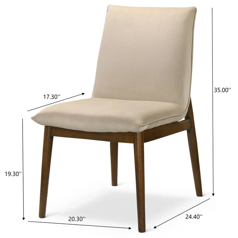 GDFStudio - Monza Modern Velvet Dining Chair with Solid Wood Legs & Armless Mid-Century Silhouette, Set of 2 - 24.4"