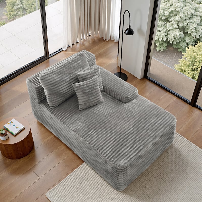 Oversized Upholstered Modular Sectional Chaise Lounge with Pillows