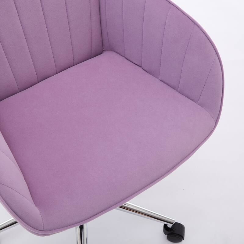 Velvet Home Office Chair, Ergonomic Swivel Study Desk Chair, Upholstered Vanity Chair with Backrest Seat and Metal Base - N/A
